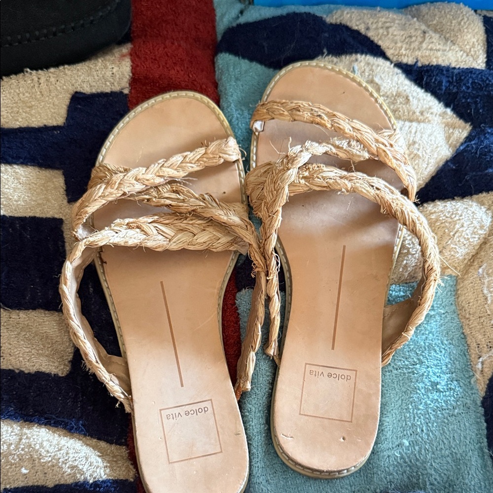 Dolce Vita Natural Braided Strap Slide Sandals